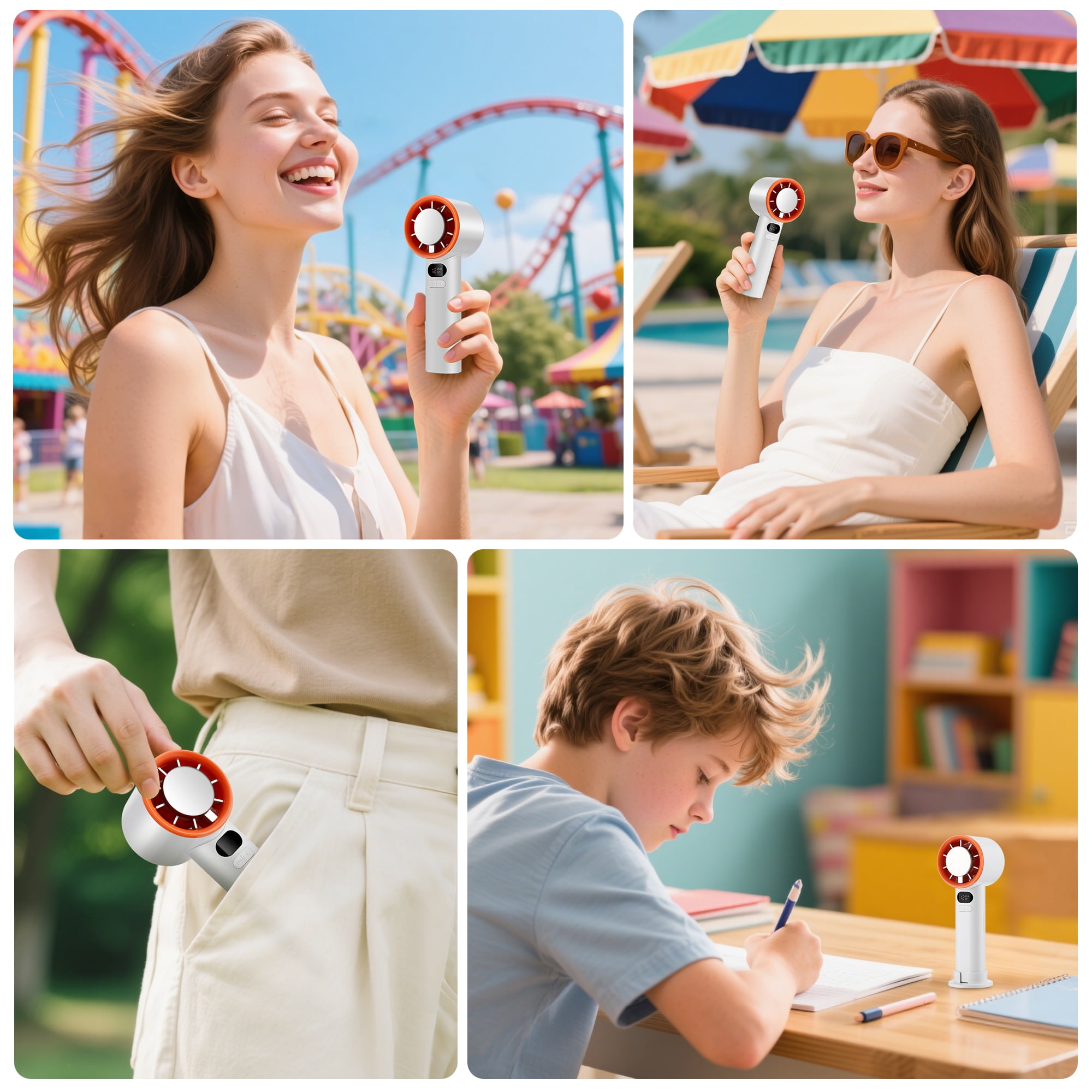 Portable Handheld Turbo Fan With Ice Cooling, Adjustable Mini HandFan Speed(1-120) 15000 RPM Powerful Fast Cooling Ice Air Conditioner Fan, Digital Display, for Summer Travel Beach Outdoors, White