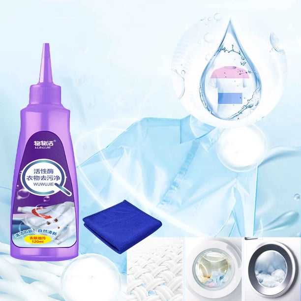 Líquido quitamanchas de lavandería Active Enzyme | Limpiador instantáneo de alta eficiencia para ropa | Elimina la grasa, el amarilleo y las manchas difíciles | Baja espuma, seguro para bebés
