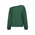 thumbnail image 6 of Womens off The Shoulder Sweatshirt Comdrip off The Shoulder Sweatshirt for Women Oversized Long Sleeve Fleece Basic Pullover Sweatshirts with Pockets Cute Sweatshirts Blackish Green L, 6 of 6