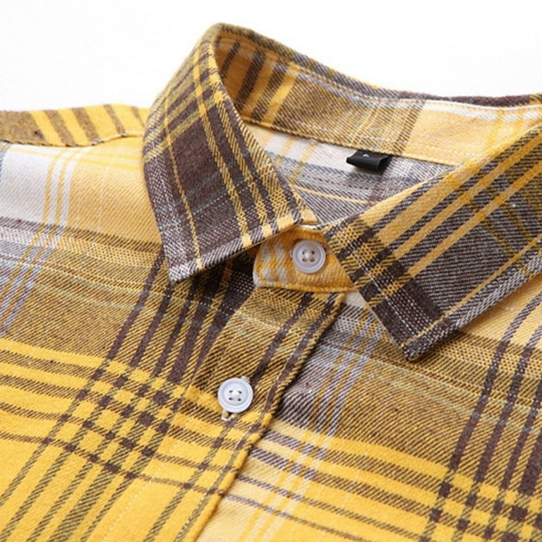 CHEEREAM Plaid Button Up Shirt Men Flannel Shirt Button Down Long
