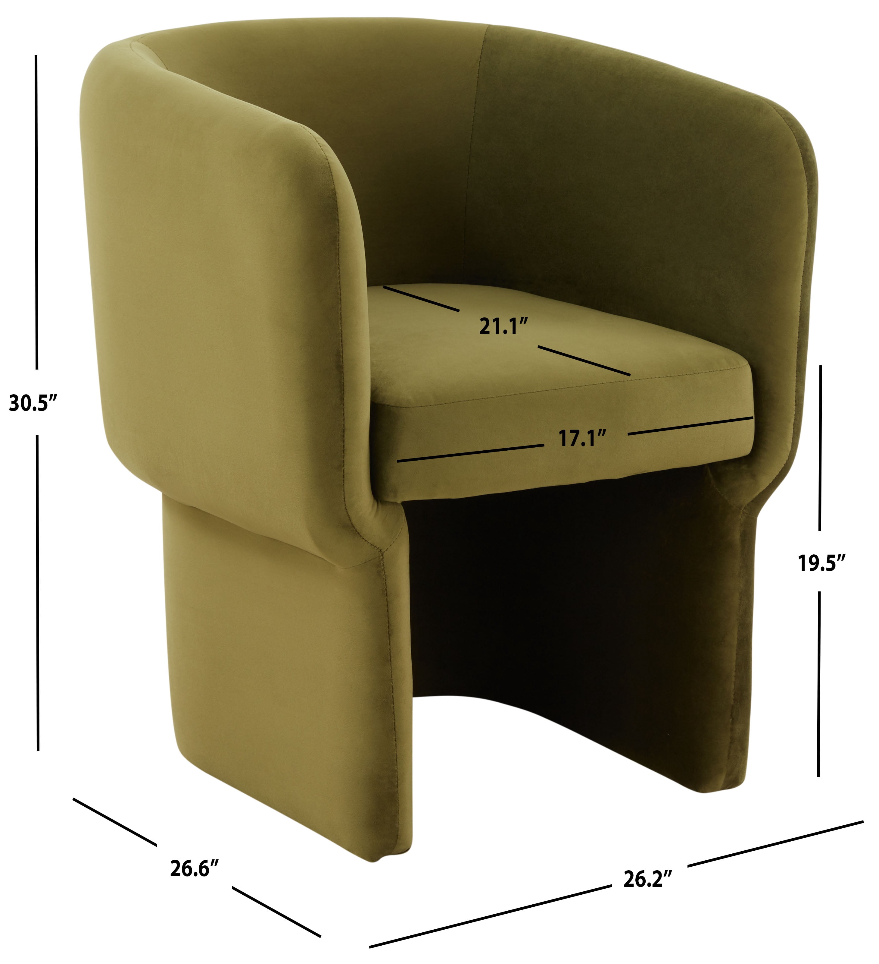 SAFAVIEH Couture Wally Modern Velvet Solid Dining Chair , Olive Green