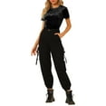 thumbnail image 2 of INSPIRE CHIC Women's Party Velvet Shirt Crew Neck Short Sleeve Casual T-Shirt XS Black, 2 of 8