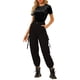 thumbnail image 2 of Camiseta de terciopelo para mujer Inspire Chic, de cuello redondo, manga corta, casual, 2XL, negra, 2 of 7