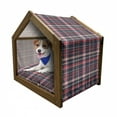 thumbnail image 1 of Plaid Pet House, Classical Pattern Traditional Origins Irish Country Retro Style Simple Checkered, Outdoor & Indoor Portable Dog Kennel with Pillow and Cover, 5 Sizes, Multicolor, by Ambesonne, 1 of 5
