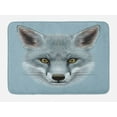 thumbnail image 1 of Animal Bath Mat, Artistic Grey Fox Portrait Fluffy Forest Creature Mammal Wildlife Style Illustration, Non-Slip Plush Mat Bathroom Kitchen Laundry Room Decor, 29.5 X 17.5 Inches, Pale Blue, Ambesonne, 1 of 2