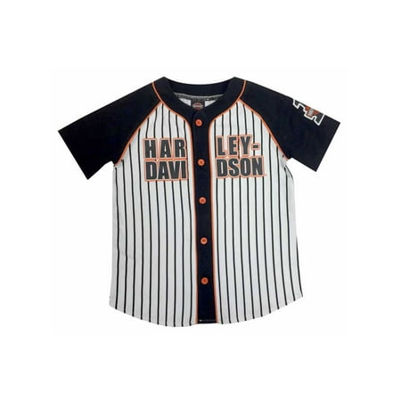 Harley-Davidson Little Boys' Raglan Baseball Striped Jersey, White 1072529 (2T), Harley Davidson
