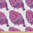 thumbnail image 1 of Oriental Fabric by the Yard, Ornamental Chunky Bird in Floral Details and Polka Dots, Decorative Upholstery Fabric for Chairs & Home Accents, Violet Pink by Ambesonne, 1 of 5