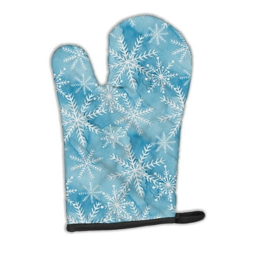 Caroline's Treasures Watercolor Snowflake on Blue Oven Mitt
