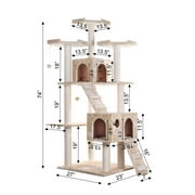 Armarkat 74-in Real Wood Cat Tree & Condo Scratching Post Tower, Beige