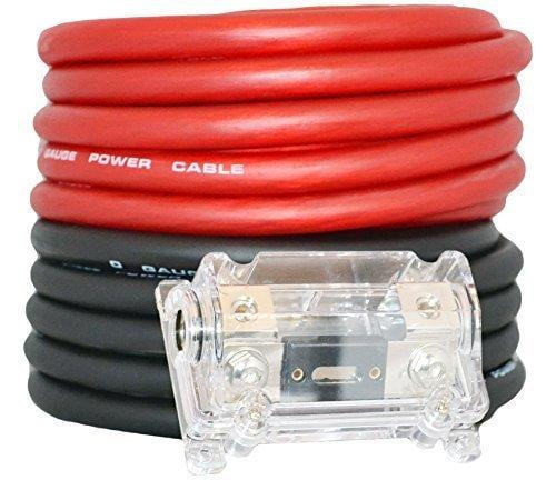 Absolute USA KIT025RB 0 Gauge Red/Black Amplifier Amp Power/Ground 1/0 Wire Set 50 Feet Super Flex Cable 25 Each ANL Fuse Holder 