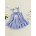 thumbnail image 5 of BemeyourBBs Toddler Baby Girls Baseball Dress Little Baby Girl Summer Dress 6 12 18 24 Months 2 3 4 Years Cute Baseball Embroidery Striped Print Sleeveless Tie up Strap Casual A-Line Dress, 5 of 9