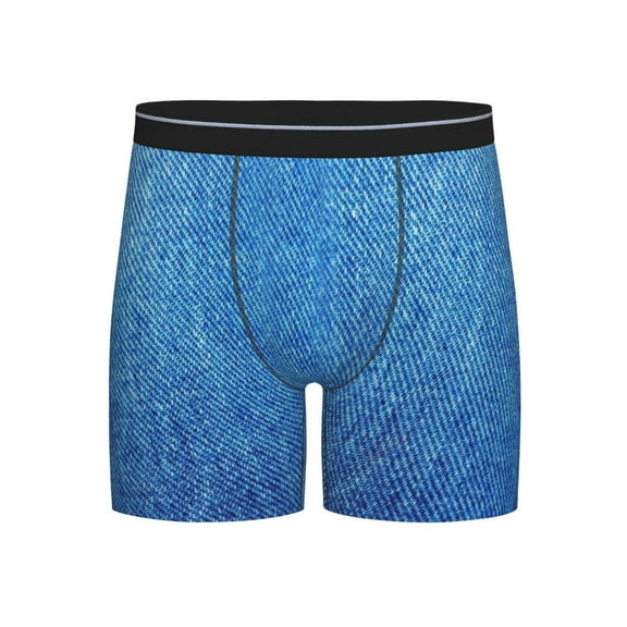 Men Denim Blue Boxer Briefs Moisture Wicking Funny Boxer Shorts