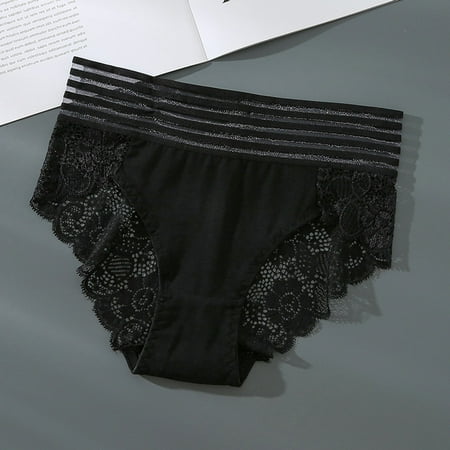 

DECILRO Lingerie for Women Women s Sexy Underwear Women s Cotton Crotch High Waist Lace Tight Waist Ultra Wide Belt Comfortable Breathable Pants Black S