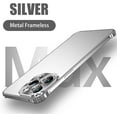 thumbnail image 2 of Compatible with iPhone 14 Pro Max Metal Bumper Case with Camera Lens Protector, Borderless Frameless Design, Slim Thin & Lightweight, Shockproof Anti-Scratch Case, for Women and Men (Silver), 2 of 9