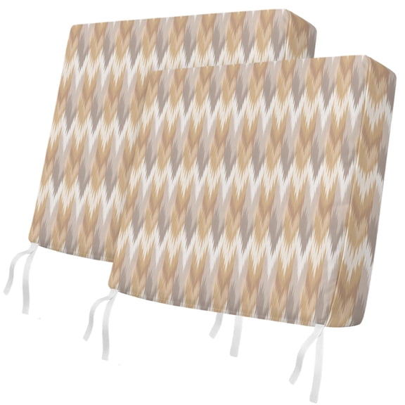 Outdoor Patio Cushion Covers 2 Pack Khaki Boho Chair Pads Slipcovers with Ties & Zipper Waterproof Seat Cover Set Bohemian Southwest Tribe Seat Cushion Covers for Outdoor Couch Sofa 24x24 Inch
