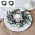thumbnail image 2 of Luoshdecor 2 Pcs Christmas Candle Ring Wreath, Artificial Xmas Red Berry Pillar Candle Holder Wreaths for Christmas Party Home Table Centerpieces Decor 7.9 in, 2 of 6