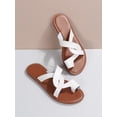 thumbnail image 3 of Minimalist Twist Design Thong Sandals, White Fashionable Solid Color Women's Flat Sandals, 3 of 5