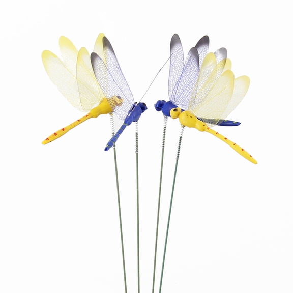 12Pcs Assorted Color Dragonfly Garden Stakes 25cm – PVC Outdoor Planter Decor for Flower Pots Yard Art