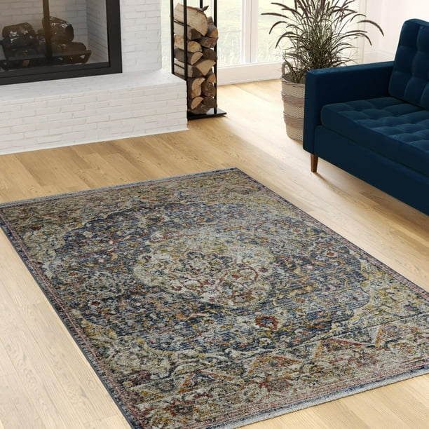 Mayview Vintage Oriental Dark Blue Rug, 8' x 10'