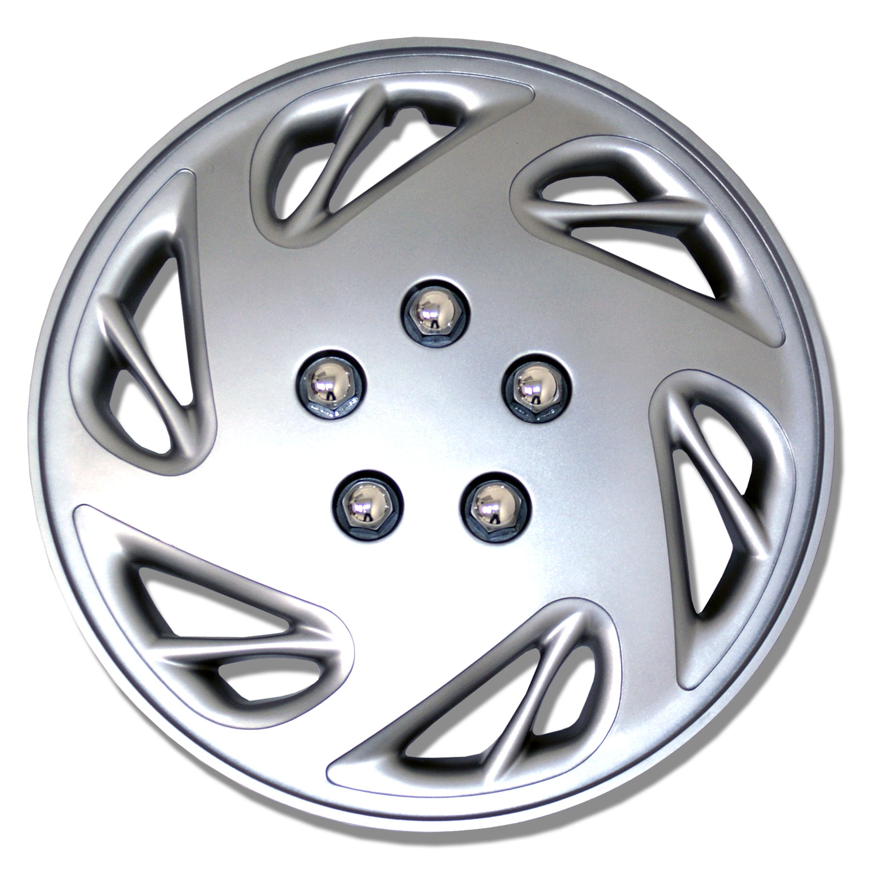 TuningPros WSC-502S15 Hubcaps Wheel Skin Cover 15-Inches Silver Set of 4 