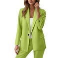 thumbnail image 2 of Roncen Women's Solid Color Suit Set - Long Sleeve Cardigan Blazer with Button Front & Pocket Trousers Two-Piece Formal Office Attire, 2 of 8