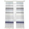 thumbnail image 2 of Gray Stripe Semi Sheer Curtains 84 Inch Length 2 Panels Set, Modern Abstract Art Navy Blue Striped Rustic Sheer Kitchen Curtain Privacy Voile Window Curtain for Living Room Bedroom Rod Pocket Drapes, 2 of 7