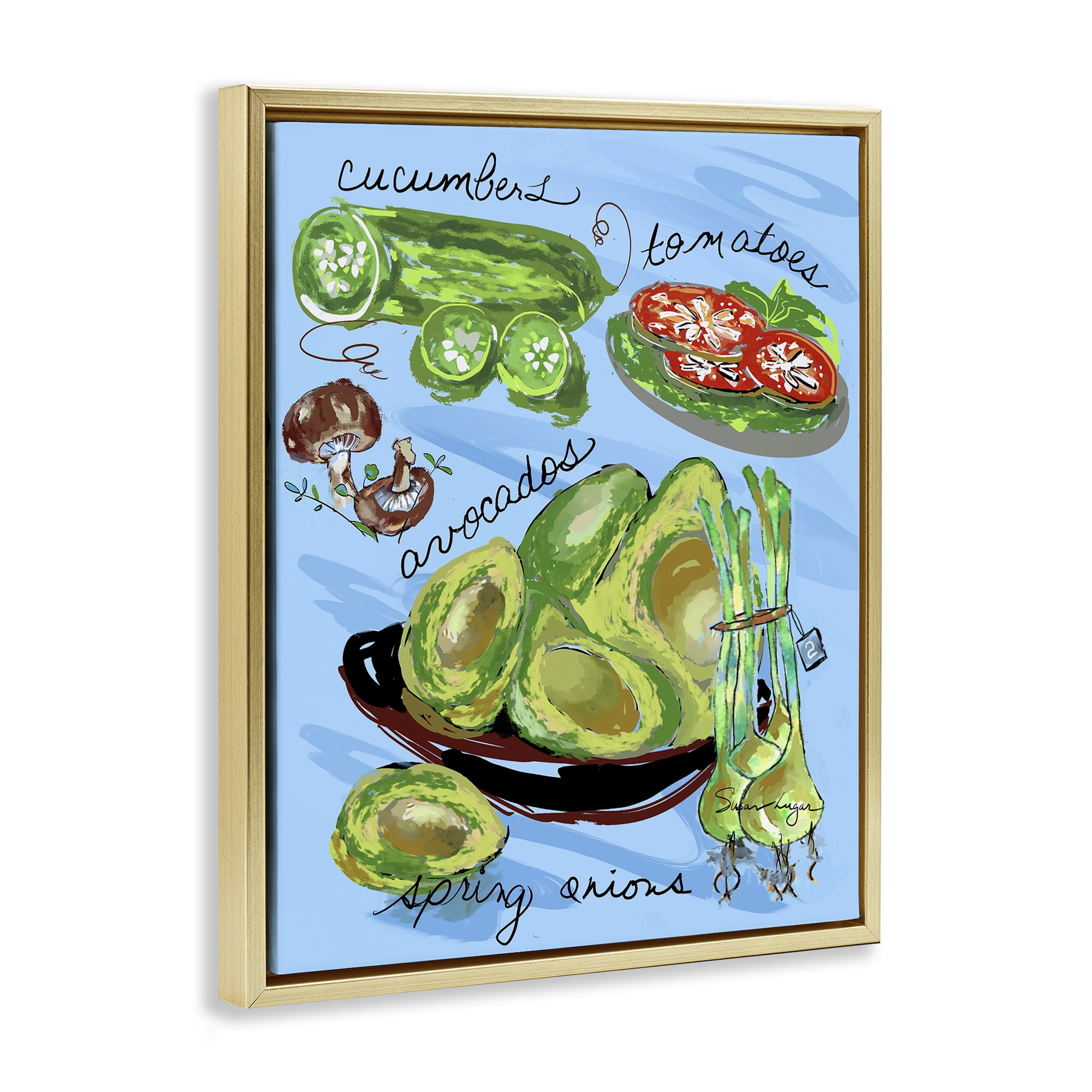 Stupell Industries Fresh Produce Collection Gold Framed Floater Canvas Wall Art, design by Susan Lugar
