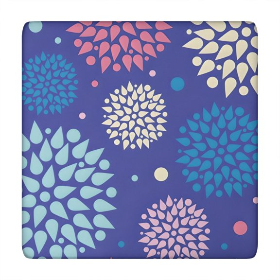 Colorful Floral Dots Pattern Square Fitted Tablecloth with Elastic Edge,Square Table Cover,Washable Elastic Table Cover for Home Kitchen Party Decor 34"x34"