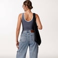 thumbnail image 7 of Women's Contrast Trim Cropped Tank Top with Scoop Neck and Stretch Fit for Yoga and Everyday Wear - Small, Gray, 7 of 7