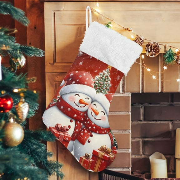 Ryvnso Christmas Stockings Christmas Snowmans 17.7" Large Stocking Decoration 1 Pack