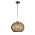 thumbnail image 3 of Home Accessories Bonn Dark Yellow 1-Light Rattan Dome Basket Pendant Light, 3 of 5