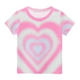 thumbnail image 3 of Jinhomg Girls 3/4 Sleeve Shirts Cute Heart Graphic Tunic Tops Loose Fit Comfy Crew Neck Summer Blouses Casual Daily Wear Hot Pink 7 Years, 3 of 5