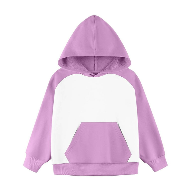 Tiijoy Little Girls Color Block Hoodie Casual Unisex Pullover