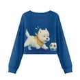thumbnail image 7 of Xoenoiee West Highland White Terrier Soccer Print Kids Crop Tops Girls Long Sleeve Fashion Pullover Crewneck Sweatshirts Fall Outfit, 9-10 Years, 7 of 7