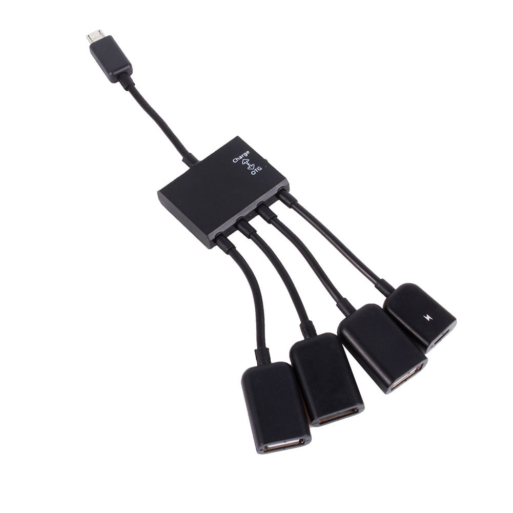 Micro USB OTG Host Hub Connector, USB Port Design Micro USB OTG Host Hub Adapter Work Simultaneously Portable  For Indoor For Office