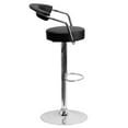 thumbnail image 2 of Contemporary Black Vinyl Adjustable Height Barstool with Arms and Chrome Base, 2 of 6
