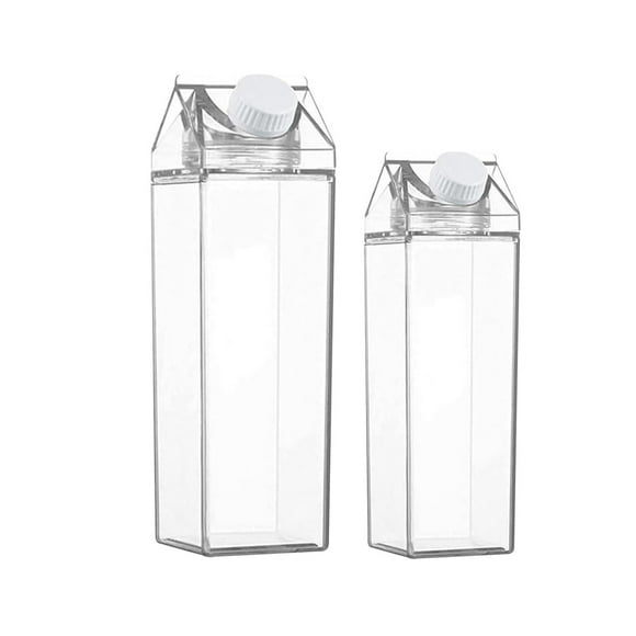 Clearance Hgeijl Transparent Milk Carton Container 17/35oz Reusable Juice Container for Fridge Leakproof Water Bottle with Lids for Drink Storage C