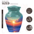 thumbnail image 2 of JAGASY Beach Miniature Urn for Mother, Green Urns for Human Ashes Keepsake, Ocean Sunset Orange Clouds Decorative Urns for Parents, Yellow Memorial Urn for Father, (3 Inch), 2 of 7