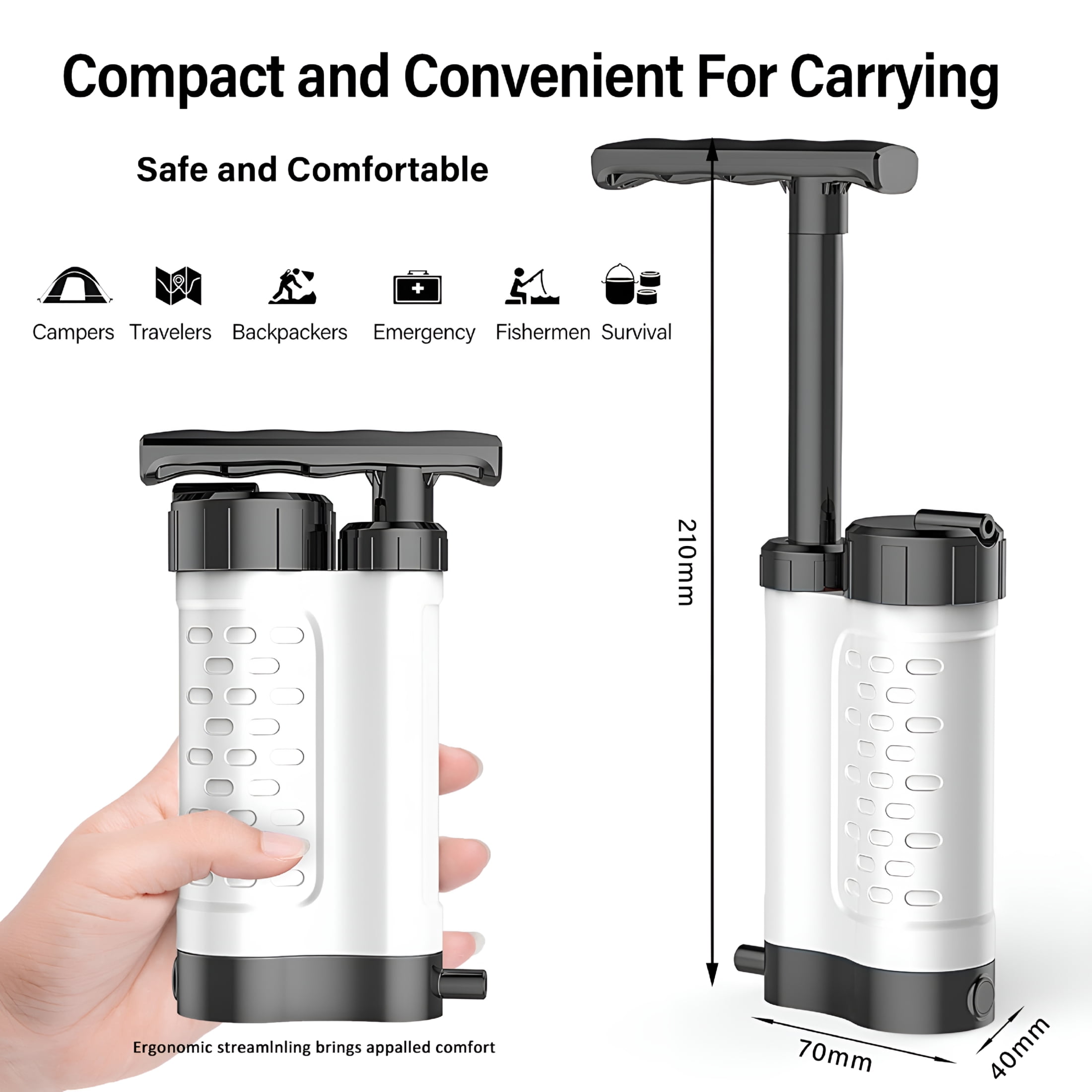 HIBIBUD 2026 New Outdoor Purifier, 0.01 Water Filter Portable Water Filtration System for Emergency, Camping, Hiking, Backpacking for Survival, Travel, Outdoor Adventures, Sports, Fishing, Trekking