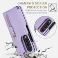 thumbnail image 3 of ELEHOLD for Samsung Galaxy Z Fold 3 Wallte Case, Premium Leather Ring  Zipper Credit Card Cash Slot Magnetic Clasp Kickstand Heavy Duty Protective for Samsung Galaxy Z Fold 3,Purple, 3 of 9