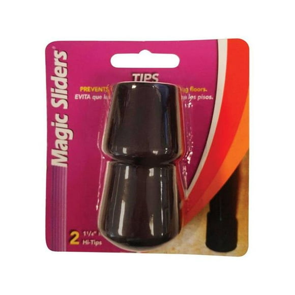 Magic Sliders 5954185 Rubber Round Leg Tip&#44; Black - 1.25 in. - Pack of 2