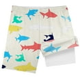 thumbnail image 3 of Hienoo Big Boys Shark Print Compression Liner Swim Trunks Beach Shorts, 3 of 4