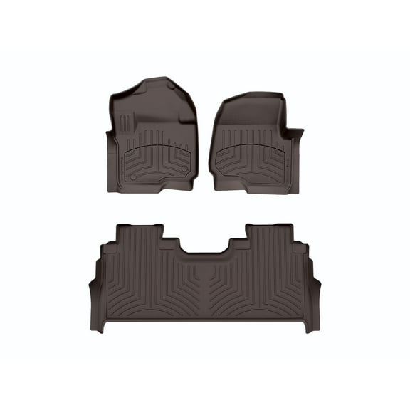 WeatherTech FloorLiner HP Custom Fit Floor Mats compatible with 2023-2024 Ford Super Duty - 1st & 2nd Row, Cocoa