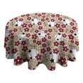 thumbnail image 4 of Beige Baseballs with Flowers Pattern Round Tablecloth 60"x60",Wrinkle Wipeable Table Cloth for Kitchen Dining Room Picnic Patio Party, 4 of 6