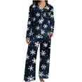 thumbnail image 4 of Fewfanhot Womens Pajamas Long Sleeve Button Down Sleepwear Holiday Matching Pjs Comfy Lounge, 4 of 5