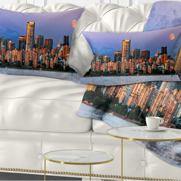 Designart Vancouver Downtown Skyscrapers - Throw Pillow - 12x20