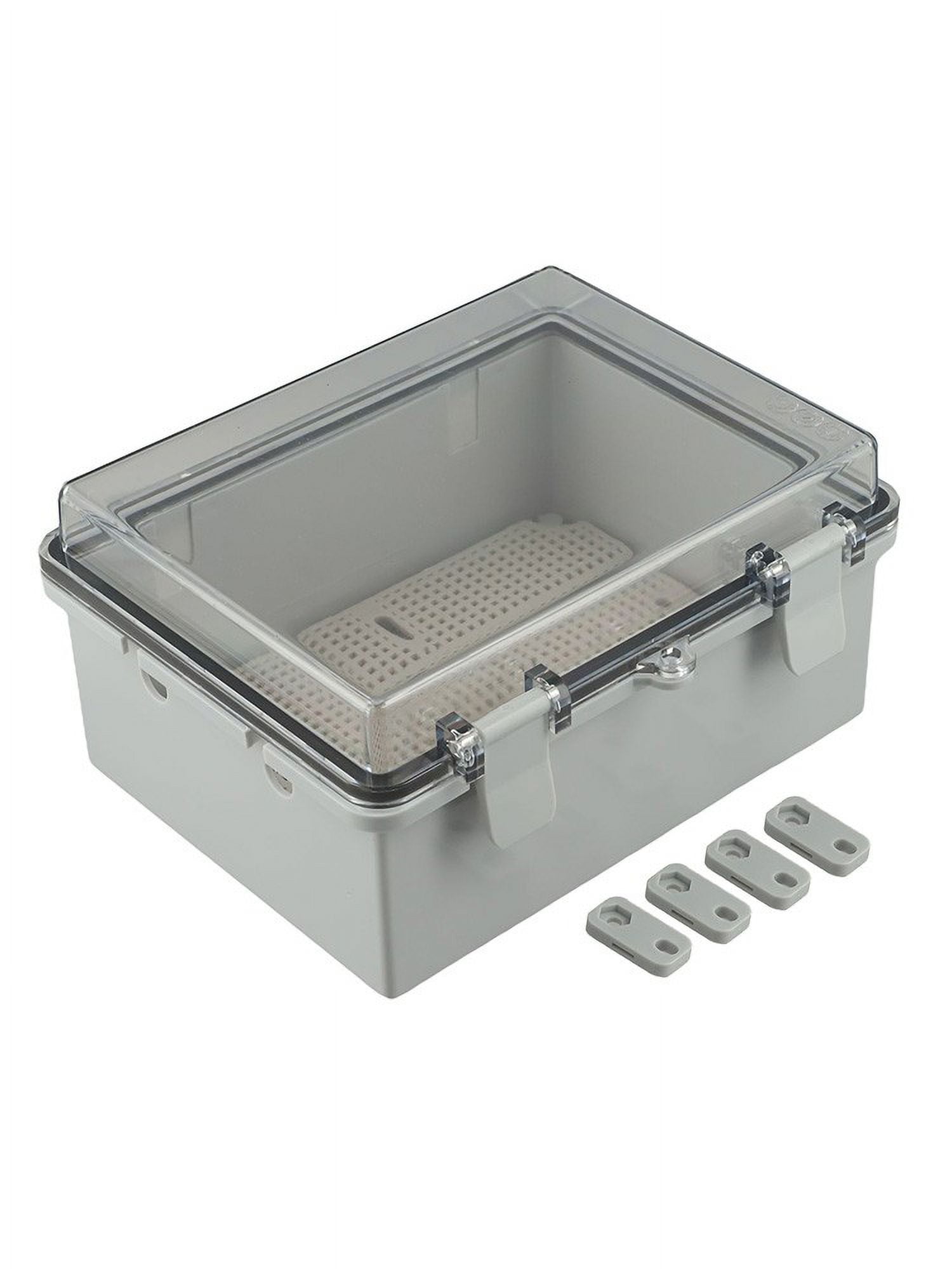 Outdoor ABS Plastic Waterproof Electrical Box with Transparent Lid IP66 Rated for Sockets and Equipment Protection Gray 220x170x110mm