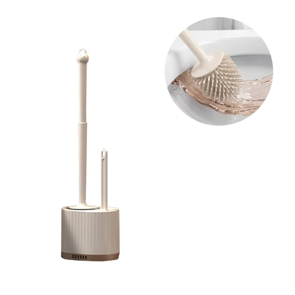 2 in 1 Toilet Brush and Plunger Set, Toilet Bowl Brush with Holder, Ventilated Base Stand, Long Handle Cleaning Brush for Toilet Bowl