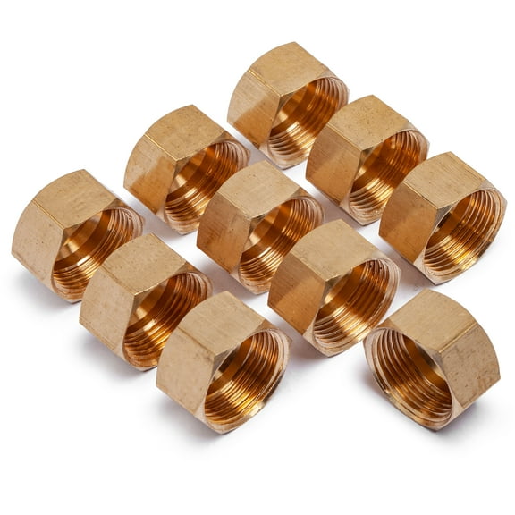 LTWFITTING 5/8" Brass Compression Cap Stop Valve Cap,Brass Compression Fitting(Pack of 10)