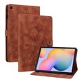 thumbnail image 2 of FJLBDE Case for Samsung Galaxy Tab S6 Lite 10.4 Inch 2024/2022/2020, Embossed Flower PU Leather Flip Wallet Folio Stand Cover, Brown, 2 of 7